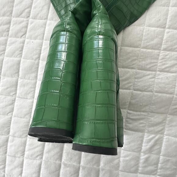 JINGPIN Womens Platform Boots 36 Green Faux Crocodile High Block Heel US 6 Glam - Picture 13 of 16